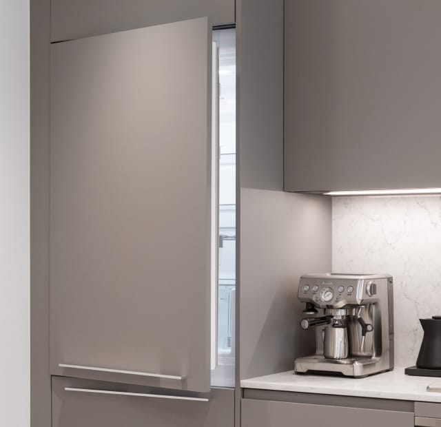 Integrated Miele refrigerator and bottom mount freezer