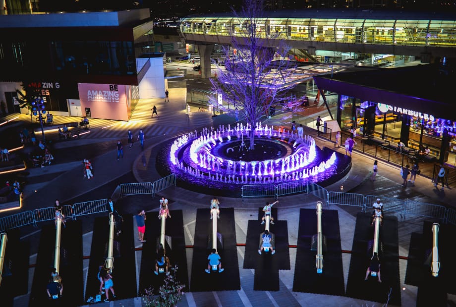 Interactive LED seesaws with lighting and music filled the plaza with the IMPULSE light installation